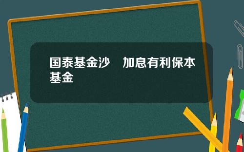 国泰基金沙骎加息有利保本基金
