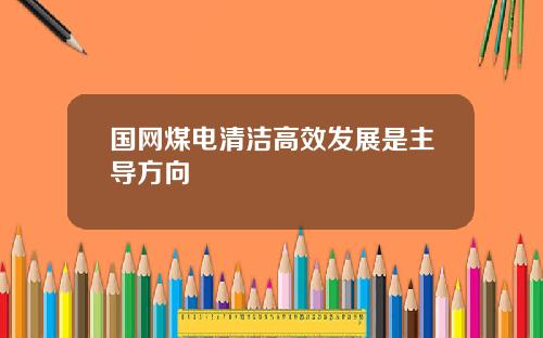 国网煤电清洁高效发展是主导方向