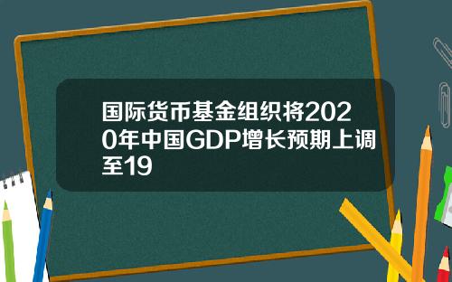 国际货币基金组织将2020年中国GDP增长预期上调至19