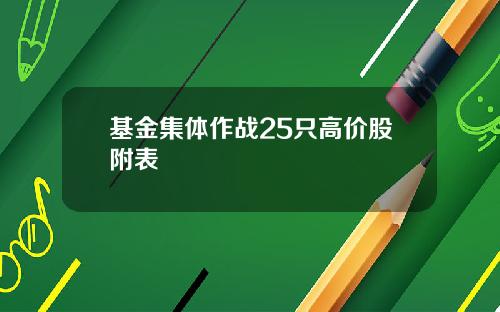 基金集体作战25只高价股附表