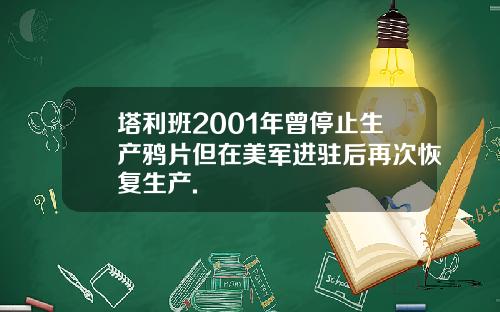 塔利班2001年曾停止生产鸦片但在美军进驻后再次恢复生产.