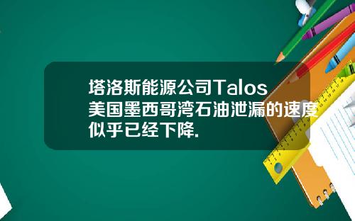 塔洛斯能源公司Talos美国墨西哥湾石油泄漏的速度似乎已经下降.
