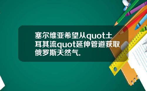 塞尔维亚希望从quot土耳其流quot延伸管道获取俄罗斯天然气.