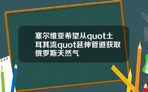 塞尔维亚希望从quot土耳其流quot延伸管道获取俄罗斯天然气