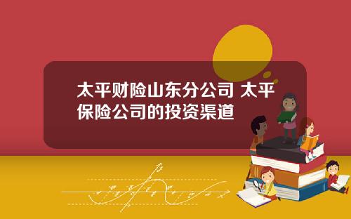 太平财险山东分公司 太平保险公司的投资渠道