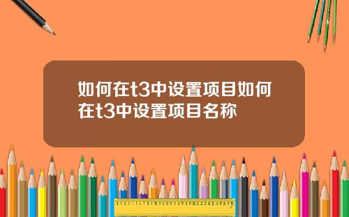 如何在t3中设置项目如何在t3中设置项目名称