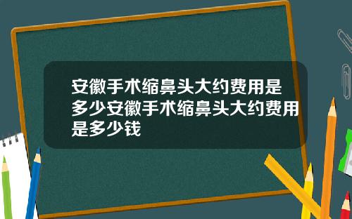 安徽手术缩鼻头大约费用是多少安徽手术缩鼻头大约费用是多少钱