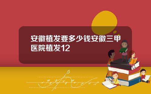 安徽植发要多少钱安徽三甲医院植发12