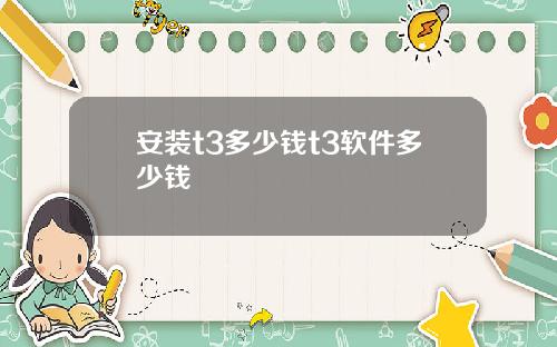 安装t3多少钱t3软件多少钱