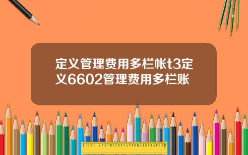 定义管理费用多栏帐t3定义6602管理费用多栏账