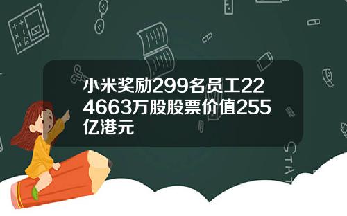 小米奖励299名员工224663万股股票价值255亿港元
