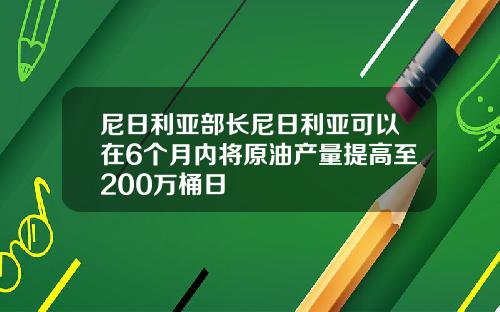 尼日利亚部长尼日利亚可以在6个月内将原油产量提高至200万桶日