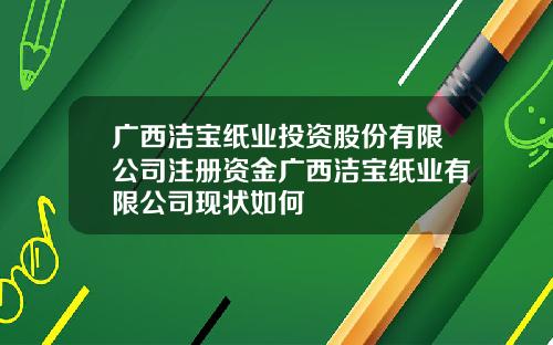广西洁宝纸业投资股份有限公司注册资金广西洁宝纸业有限公司现状如何
