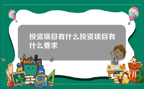 投资项目有什么投资项目有什么要求