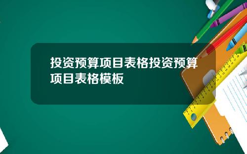 投资预算项目表格投资预算项目表格模板