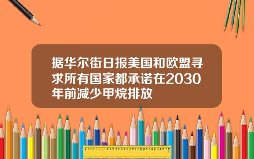 据华尔街日报美国和欧盟寻求所有国家都承诺在2030年前减少甲烷排放