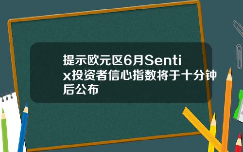 提示欧元区6月Sentix投资者信心指数将于十分钟后公布