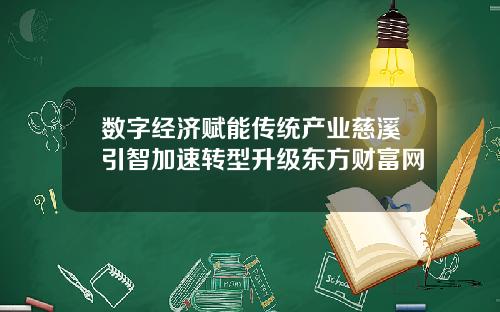 数字经济赋能传统产业慈溪引智加速转型升级东方财富网