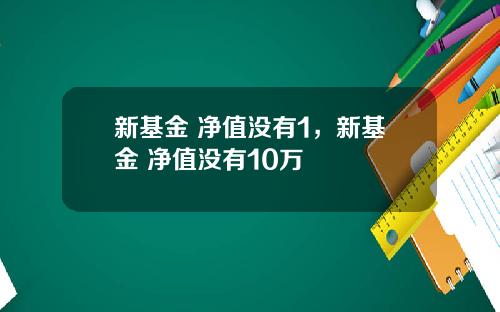 新基金 净值没有1，新基金 净值没有10万