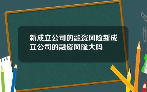 新成立公司的融资风险新成立公司的融资风险大吗