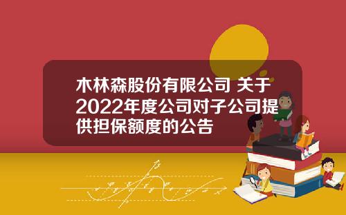 木林森股份有限公司 关于2022年度公司对子公司提供担保额度的公告