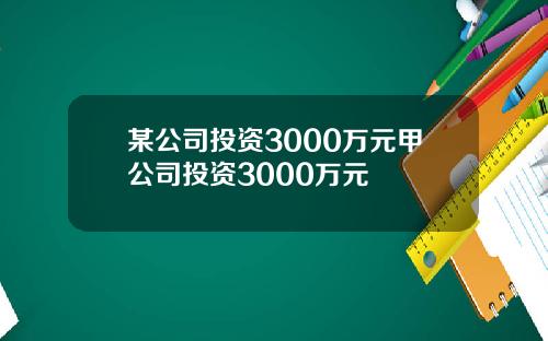 某公司投资3000万元甲公司投资3000万元
