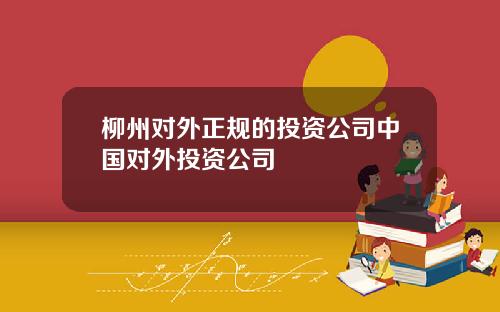 柳州对外正规的投资公司中国对外投资公司