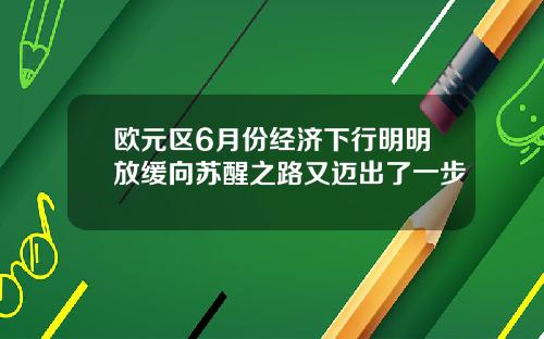 欧元区6月份经济下行明明放缓向苏醒之路又迈出了一步