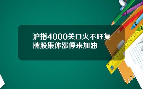 沪指4000关口火不旺复牌股集体涨停来加油