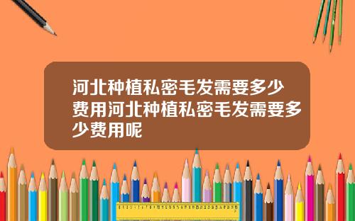 河北种植私密毛发需要多少费用河北种植私密毛发需要多少费用呢