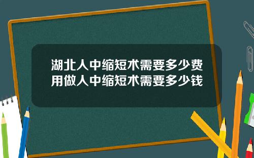 湖北人中缩短术需要多少费用做人中缩短术需要多少钱