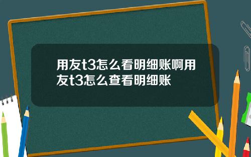 用友t3怎么看明细账啊用友t3怎么查看明细账