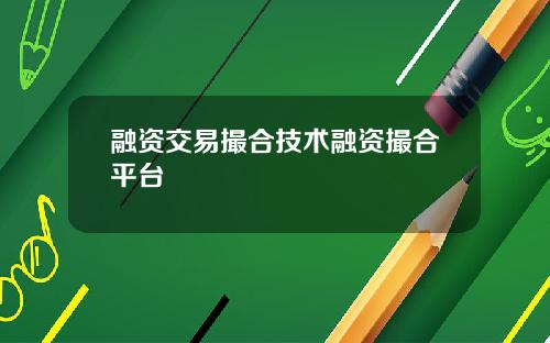 融资交易撮合技术融资撮合平台