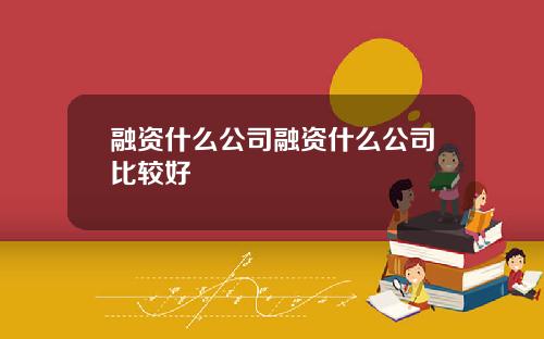 融资什么公司融资什么公司比较好