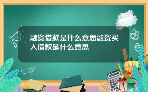 融资借款是什么意思融资买入借款是什么意思