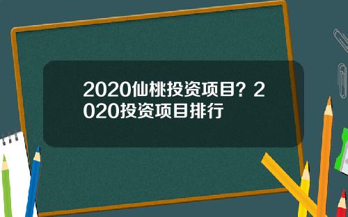 2020仙桃投资项目？2020投资项目排行