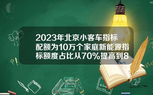 2023年北京小客车指标配额为10万个家庭新能源指标额度占比从70%提高到80%-北京购车摇号指标一年多少个.