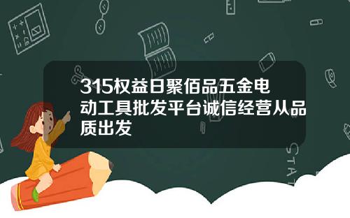 315权益日聚佰品五金电动工具批发平台诚信经营从品质出发