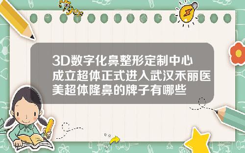 3D数字化鼻整形定制中心成立超体正式进入武汉禾丽医美超体隆鼻的牌子有哪些