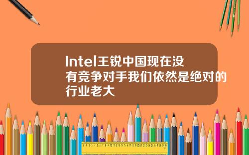 Intel王锐中国现在没有竞争对手我们依然是绝对的行业老大