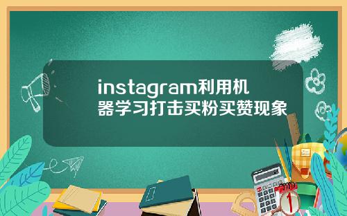 instagram利用机器学习打击买粉买赞现象