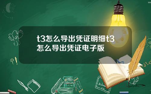 t3怎么导出凭证明细t3怎么导出凭证电子版
