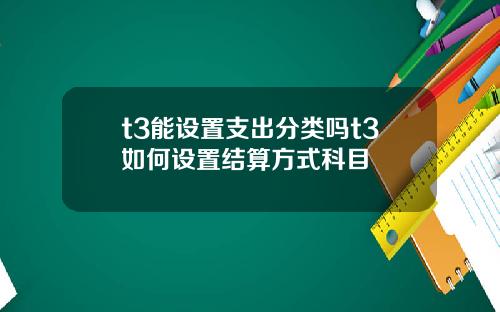 t3能设置支出分类吗t3如何设置结算方式科目