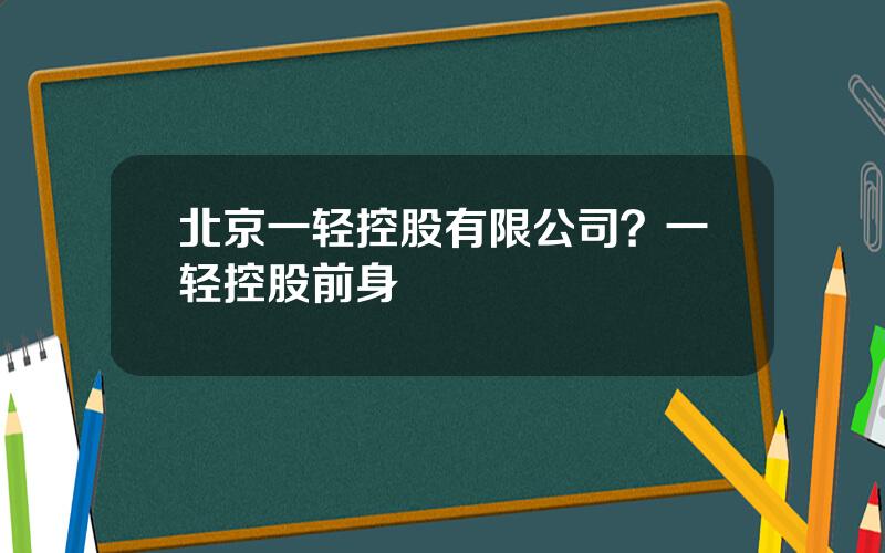 北京一轻控股有限公司？一轻控股前身