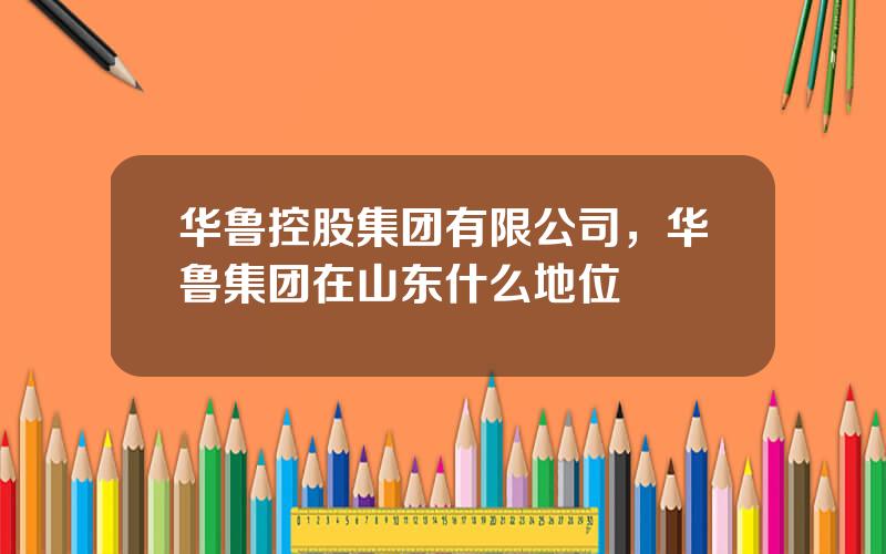 华鲁控股集团有限公司，华鲁集团在山东什么地位