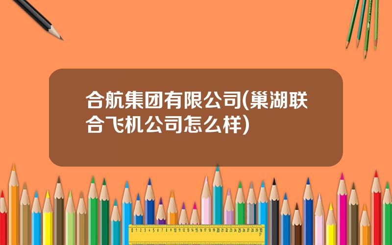 合航集团有限公司(巢湖联合飞机公司怎么样)