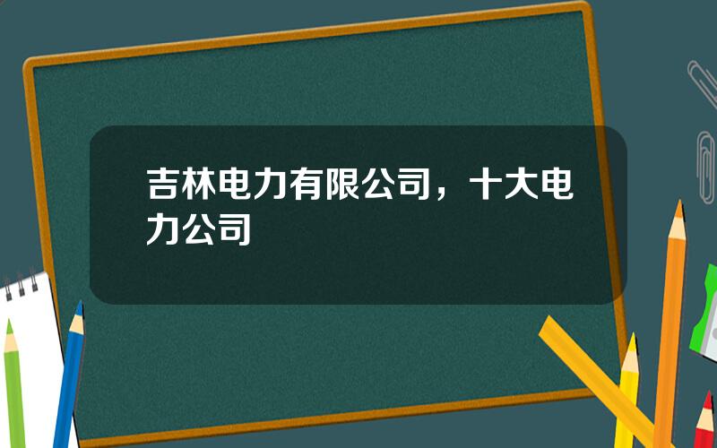 吉林电力有限公司，十大电力公司