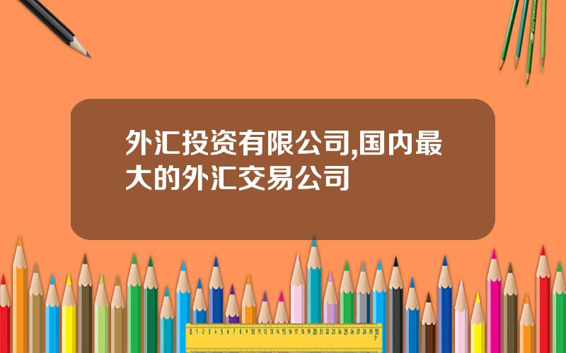 外汇投资有限公司,国内最大的外汇交易公司