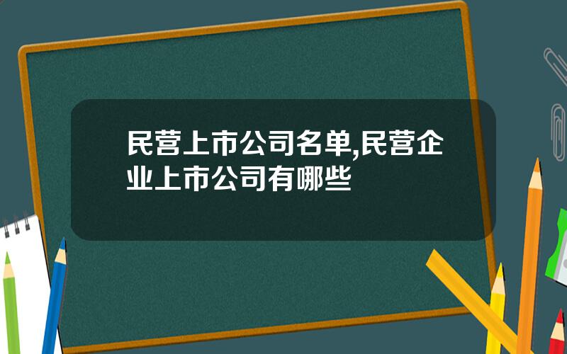 民营上市公司名单,民营企业上市公司有哪些